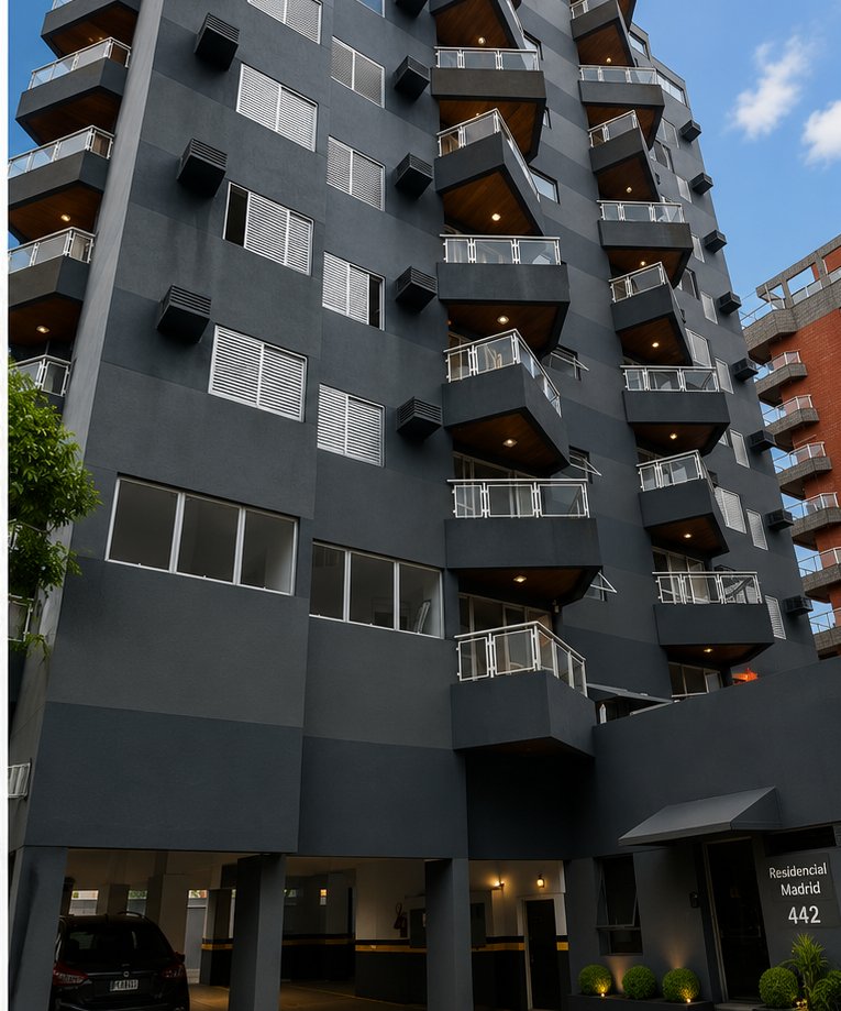 Depois — fachada do Residencial Madrid recuperada e pintada