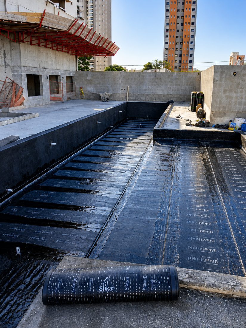 Impermeabilização de reservatório com manta asfáltica Sika